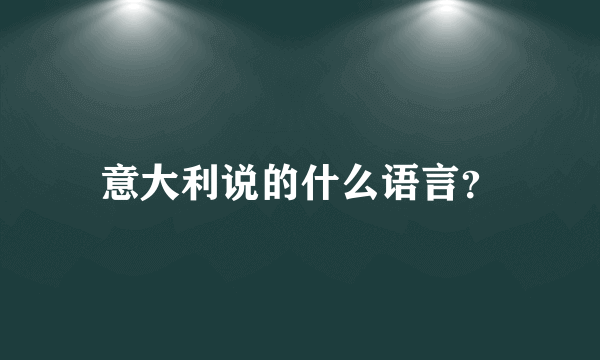 意大利说的什么语言？