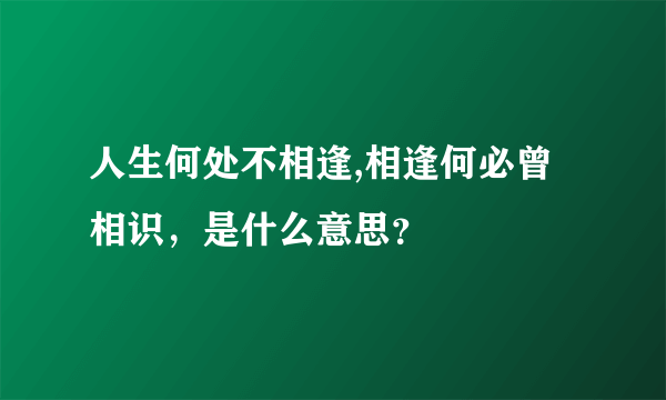 人生何处不相逢,相逢何必曾相识，是什么意思？