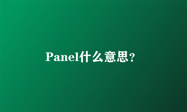 Panel什么意思？