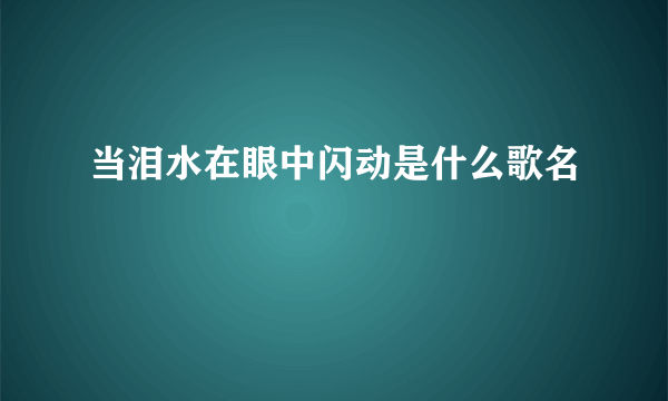 当泪水在眼中闪动是什么歌名