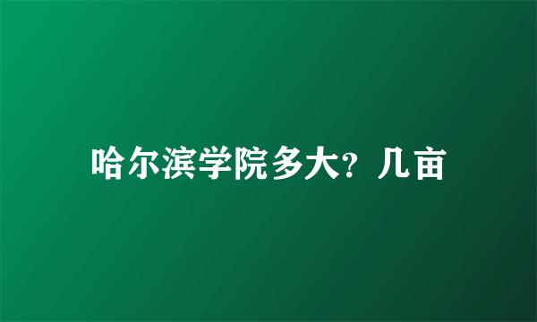 哈尔滨学院多大？几亩