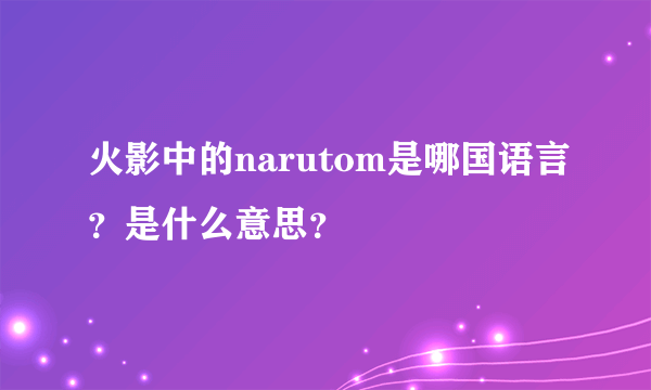 火影中的narutom是哪国语言？是什么意思？