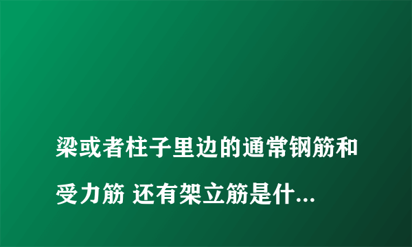 
梁或者柱子里边的通常钢筋和受力筋 还有架立筋是什么东西，最好有图说明

