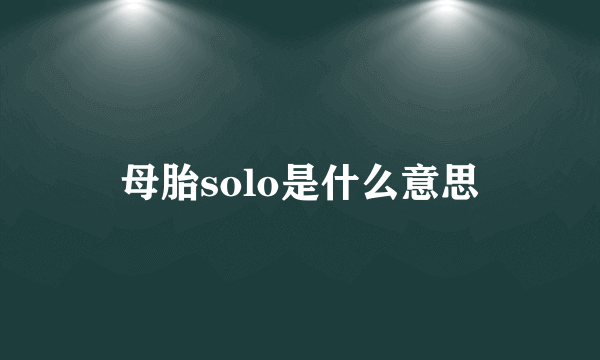 母胎solo是什么意思