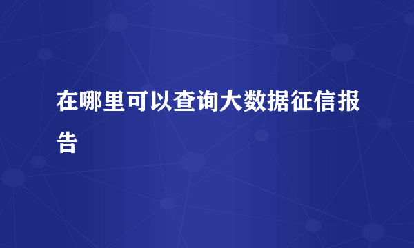 在哪里可以查询大数据征信报告