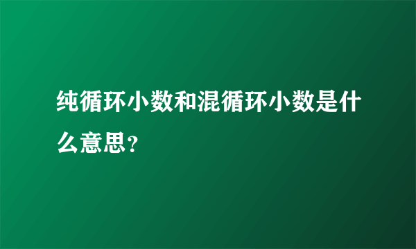 纯循环小数和混循环小数是什么意思？