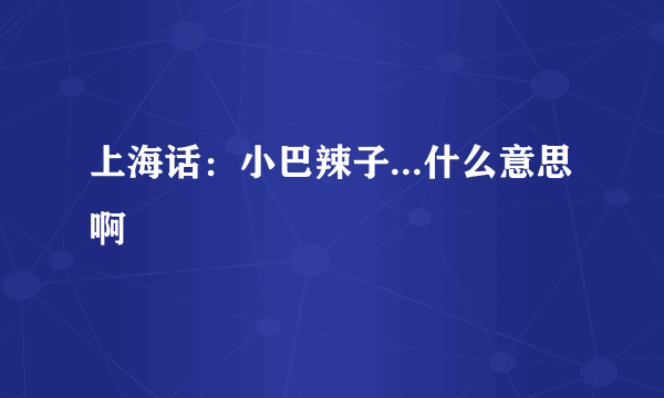 上海话：小巴辣子...什么意思啊