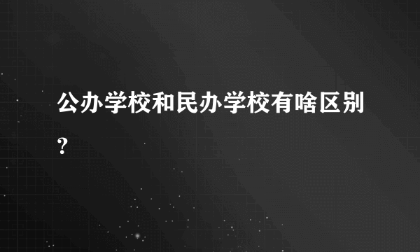 公办学校和民办学校有啥区别？