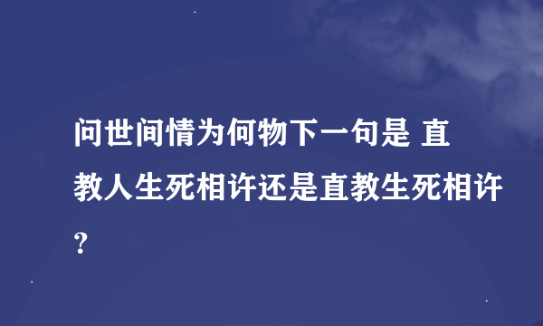 问世间情为何物下一句是 直教人生死相许还是直教生死相许？