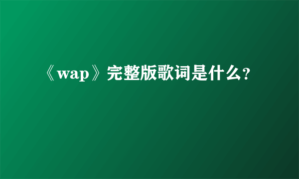 《wap》完整版歌词是什么？