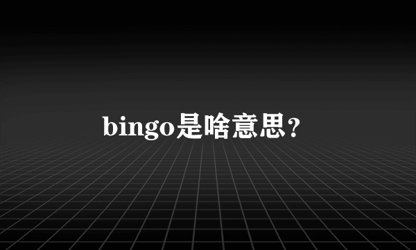 bingo是啥意思？