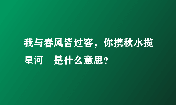 我与春风皆过客，你携秋水揽星河。是什么意思？