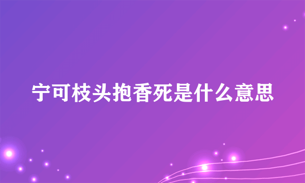 宁可枝头抱香死是什么意思