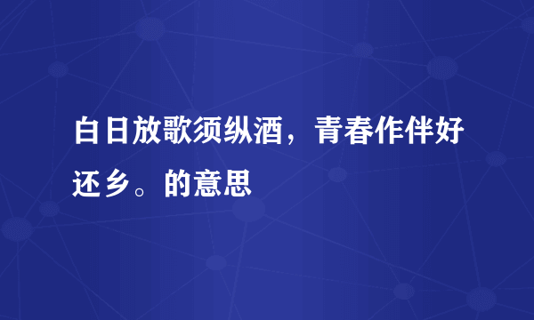 白日放歌须纵酒，青春作伴好还乡。的意思