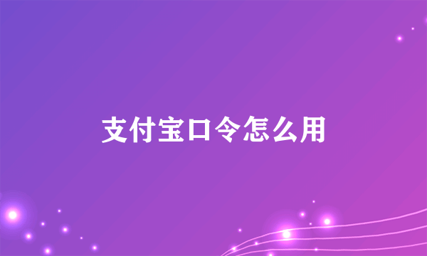 支付宝口令怎么用