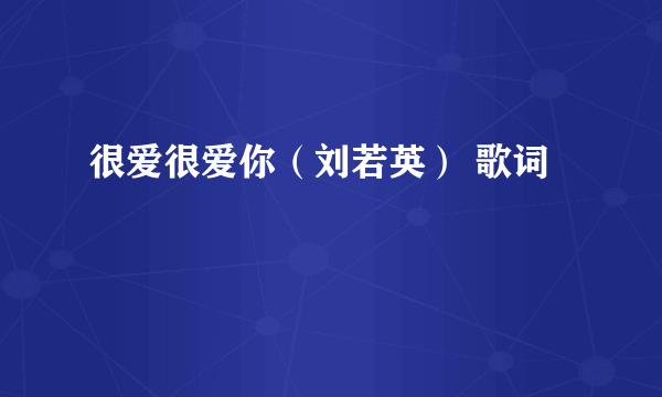 很爱很爱你（刘若英） 歌词