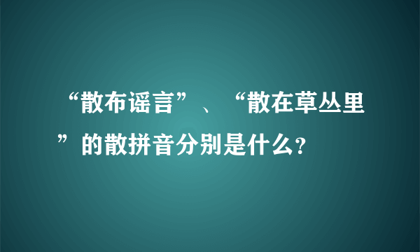 “散布谣言”、“散在草丛里”的散拼音分别是什么？