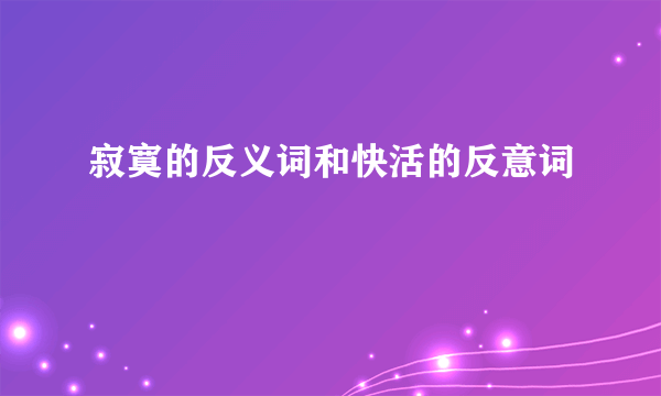 寂寞的反义词和快活的反意词