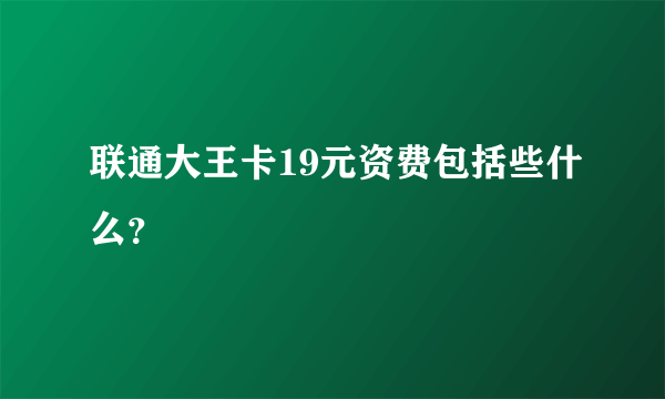 联通大王卡19元资费包括些什么？