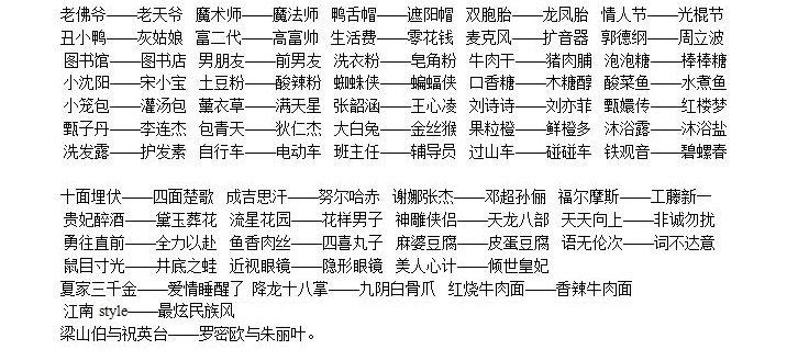 谁是卧底游戏题目大全