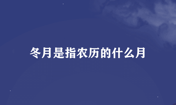 冬月是指农历的什么月