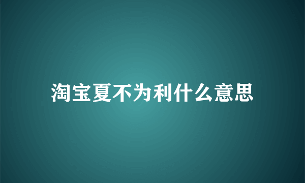 淘宝夏不为利什么意思