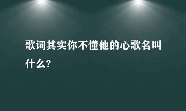 歌词其实你不懂他的心歌名叫什么?