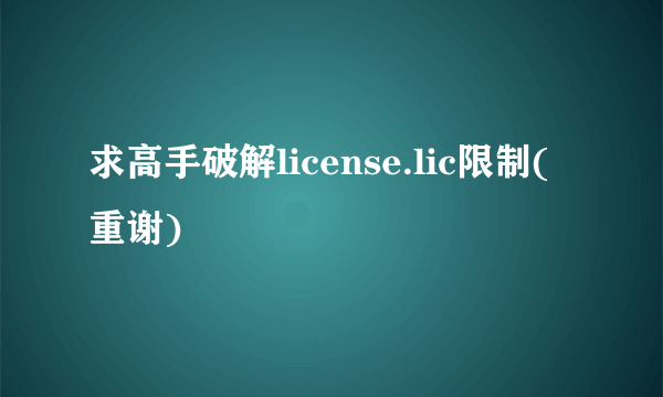 求高手破解license.lic限制(重谢)