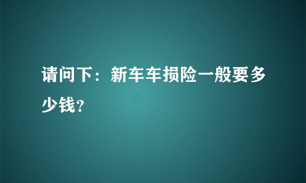 请问下：新车车损险一般要多少钱？