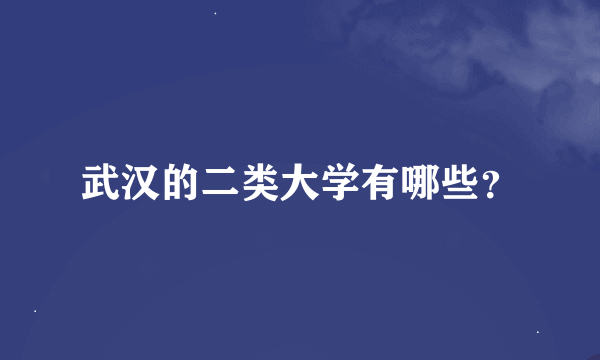 武汉的二类大学有哪些？