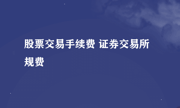 股票交易手续费 证券交易所规费