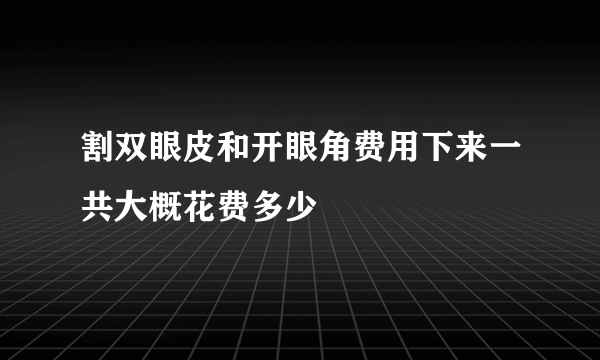 割双眼皮和开眼角费用下来一共大概花费多少