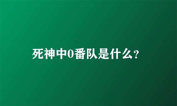 死神中0番队是什么？