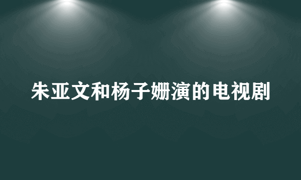 朱亚文和杨子姗演的电视剧