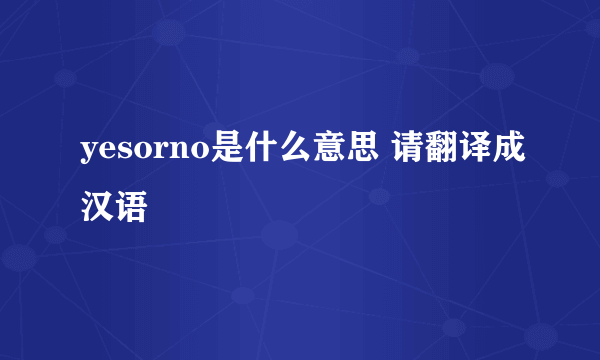 yesorno是什么意思 请翻译成汉语