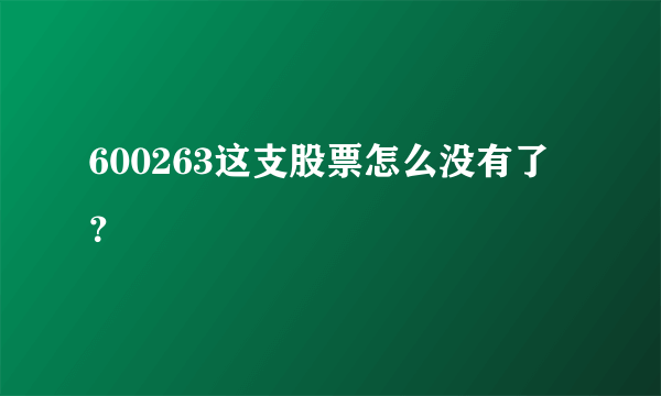 600263这支股票怎么没有了？