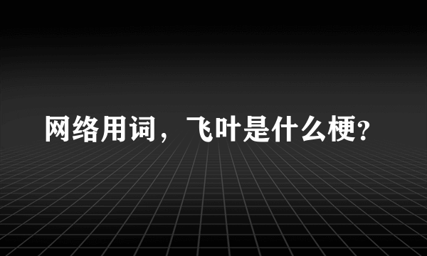 网络用词，飞叶是什么梗？