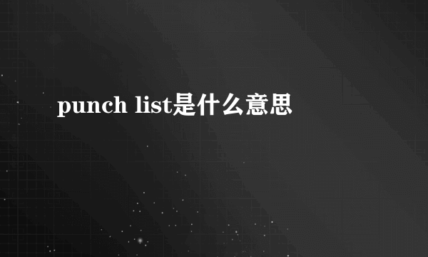 punch list是什么意思