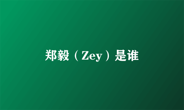 郑毅（Zey）是谁