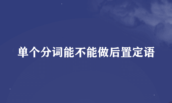 单个分词能不能做后置定语