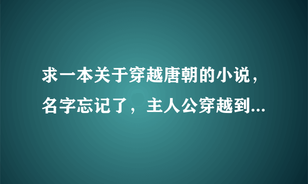 求一本关于穿越唐朝的小说，名字忘记了，主人公穿越到了有杨贵妃的那