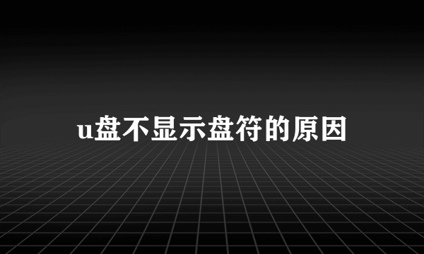 u盘不显示盘符的原因