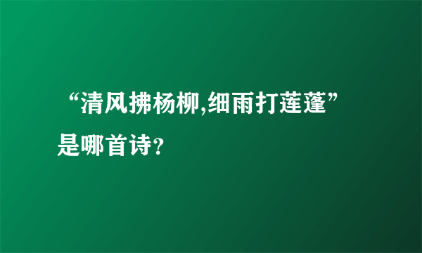 “清风拂杨柳,细雨打莲蓬”是哪首诗？