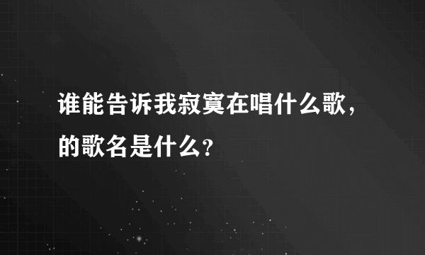 谁能告诉我寂寞在唱什么歌，的歌名是什么？