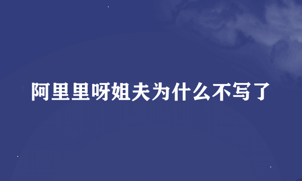 阿里里呀姐夫为什么不写了