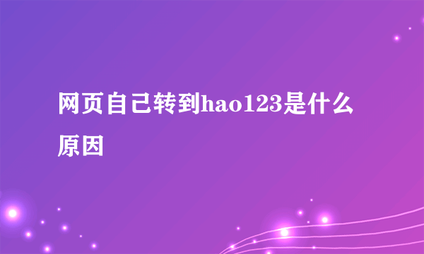 网页自己转到hao123是什么原因