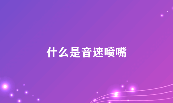 什么是音速喷嘴