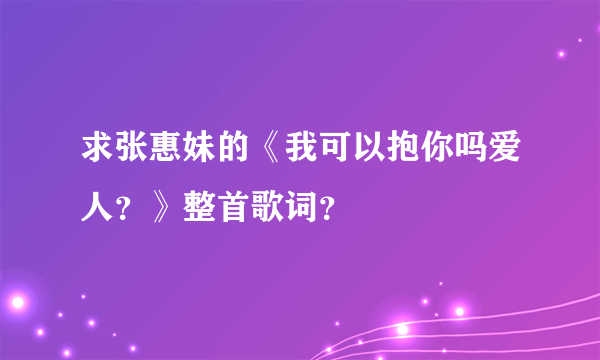 求张惠妹的《我可以抱你吗爱人？》整首歌词？