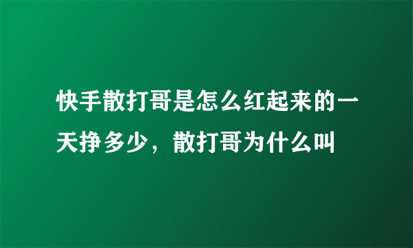 快手散打哥是怎么红起来的一天挣多少，散打哥为什么叫