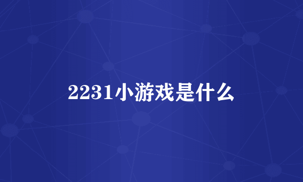 2231小游戏是什么